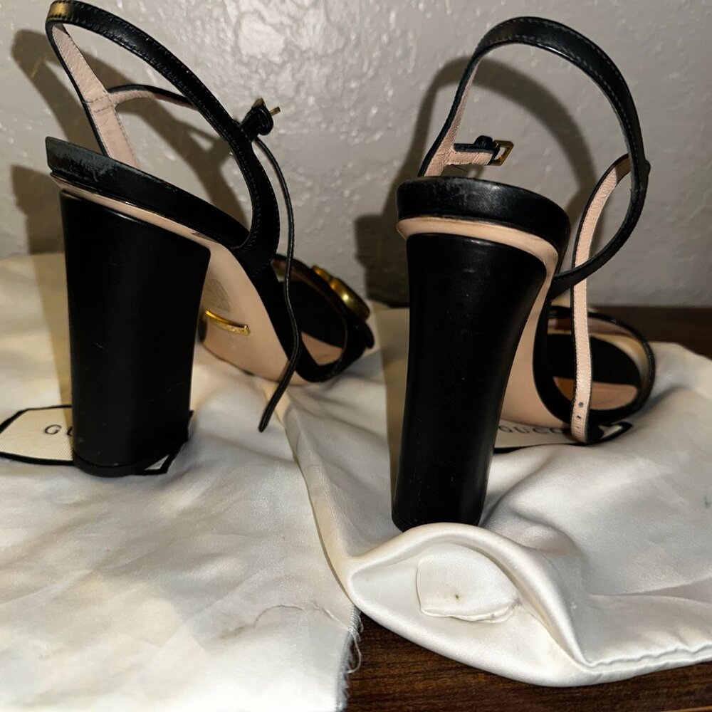 Black Gucci Marmont Ankle Wrap Sandals - Picture 5 of 10